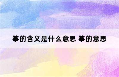 筝的含义是什么意思 筝的意思